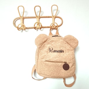 Sac à dos ourson personnalisé – Cadeau naissance, rentrée des classes, sac nounou et crèche avec prénom personnalisé