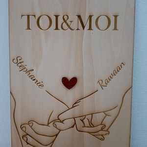 Póster de madera personalizado | Cartel romántico pareja de madera | Mapa de madera grabado | Regalo de San Valentín | 1ra tarjeta de cumpleaños