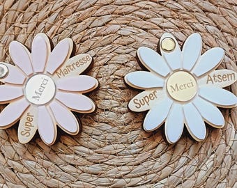 Specchietto tascabile personalizzato a forma di margherita – Regalo di fine anno per insegnante o assistente – Grazie insegnante – Fatto a mano – Idea regalo originale