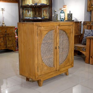Norai Mini Cabinet – Handmade Vintage Wooden Storage Cabinet with Traditional Carvings