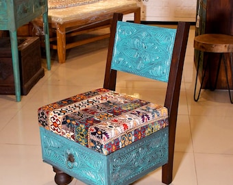 Handcrafted Sulemani Drawer Chair – Elegant Wooden Accent