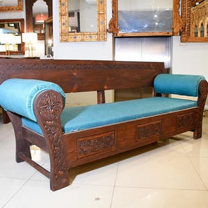 Luxury Sulemani Mughlai 3-Seater Sofa – Handcrafted Vintage Wooden Sofa with Royal Carvings