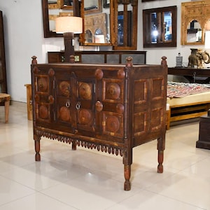 Punjabi Antique Collector Cabinet – Handcrafted Vintage Wooden Storage