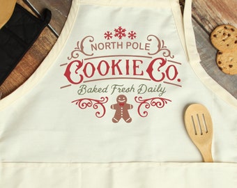North Pole Milk And Cookie Co. Apron, Xmas Baking Crew Gifts, Gift For Christmas, Christmas Cookie Family Aprons, Baking Fresh Daily Apron