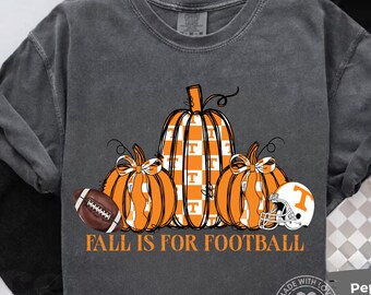 Comfort Colors Tennessee Fall is for Football Shirt, Vols Outfit for Tennessee Fan, Cute Trendy Fall Pumpkin Tee for College Football