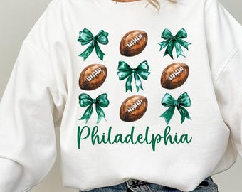 Philadelphia Coquette Bow Football Sweatshirt, Philadelphia Eagles Sweatshirt, Philadelphia Football Fan Shirt, Eagles Bird  Outfit