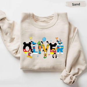 Custom Name Mickey and Friends Family Sweatshirt, Personalized Disney Shirt, Mickey Mouse Sweatshirt, Mickey Kids Toddler Birthday Tees