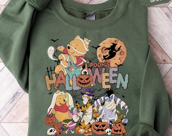 Vintage Disney Winnie The Pooh Halloween Sweatshirt and Hoodie, Winnie The Pooh and Friends Halloween, Spooky Season Disney Friends Shirt