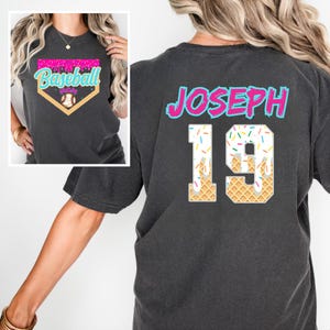 Custom Name Baseball Ice Cream Drip Tball Shirt, Personalized Baseball Number Shirt, Baseball Drip Mama Shirt, Family Team T Shirt