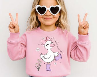 Silly Goose On The Loose Toddler Sweatshirt, Funny Silly Goose Kids Shirt, Funny Goose Kids Shirt, Natural Toddler Shirt,Kid Pink Sweatshirt