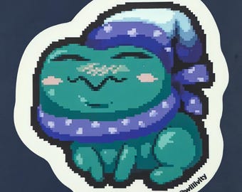 Pixel Art Winter Frog