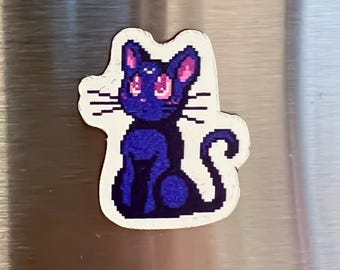 Luna Cat Magnet: Mystical Dark Purple Kitten