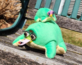 frog furby inspired oddbody handmade plush furbies