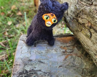 animal furby inspired oddbody black cat dog handmade plush