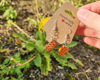 pride brick resistance earrings handmade polymer clay jewelry