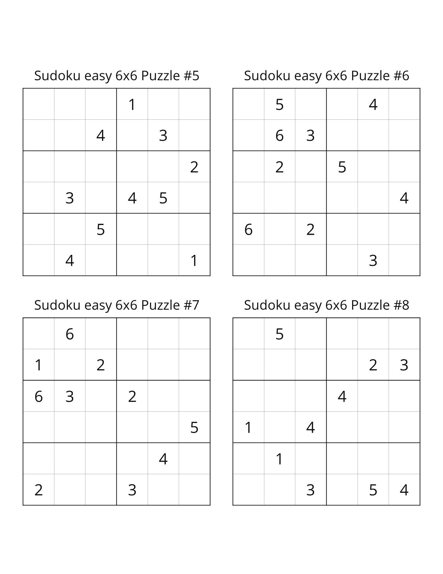 1,000+ Easy Sudoku Printable Sheets, 4x4, 6x6, 9x9, &amp; 12x12 Puzzles ...