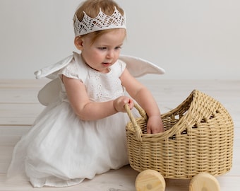 Handwoven Wicker Doll Stroller: Eco-Friendly Nursery Decor