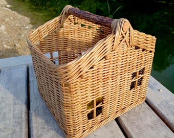 Wicker House Basket: Handmade Nursery Decor, Toy Storage