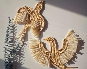 Woven Wall Hanging Swallows: Magical bedroom wall decor, Wall hanging bird, Accent wall decor, Swallow ornament, present for housewarming