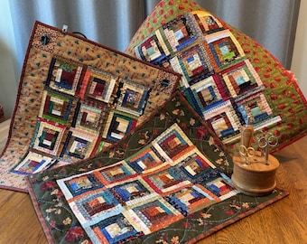 Mini Quilt Wall Hanging | Handmade Quilts | One of a Kind Small Quilt | Americana Farmhouse Decor | Table Topper or Doll Quilt