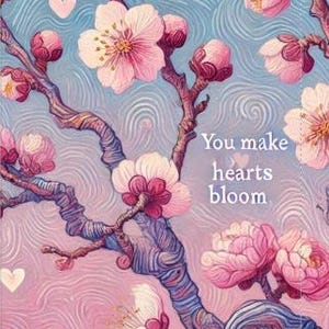 Tarjeta de felicitación inspirada en Van Gogh con flores de almendro / Ramas florecientes / Descarga digital / Tarjeta imprimible / Amor / Amabilidad / Alguien especial