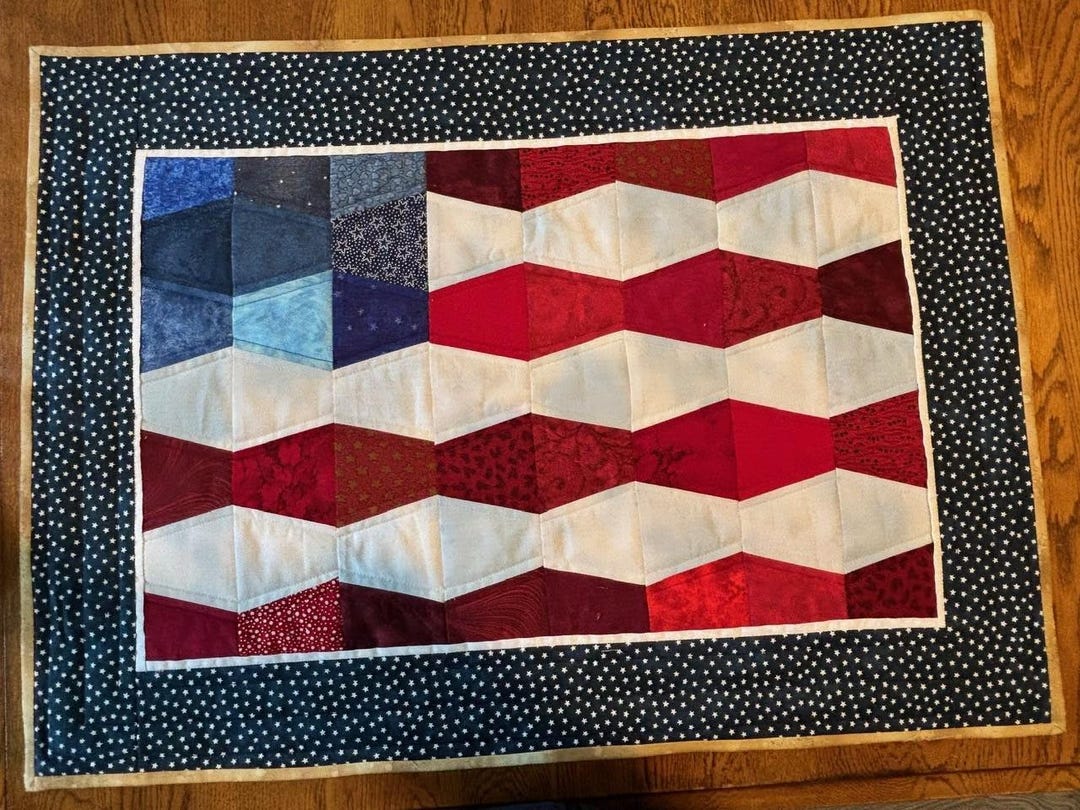 Quilted American Flag Table Topper | Patriotic Farmhouse Decor, Red ...
