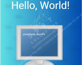 Póster de código Python "Hola Mundo" / Decoración de informática (Descarga digital)