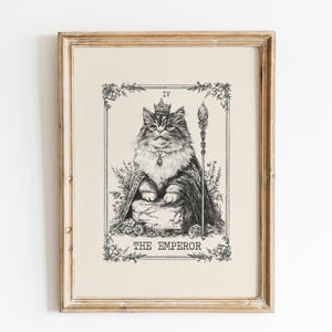 The Emperor Cat Tarot Card Print: Antique Spiritual Art (Digital Download)