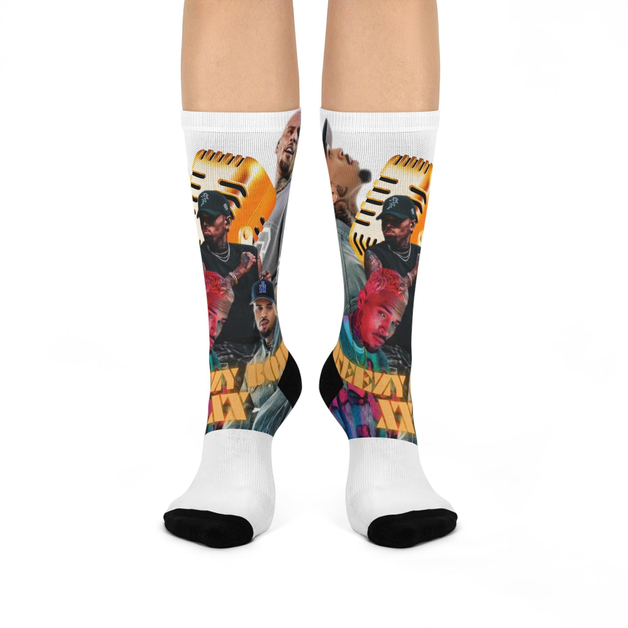 Chris Brown Breezy Bowl Fan Socks 20th Anniversary Edition | Collage Crew Socks in 6 Colors