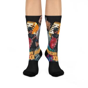Chris Brown Breezy Bowl Fan Socks 20th Anniversary Edition | Collage Crew Socks in 6 Colors