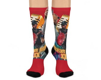 Chris Brown Breezy Bowl Fan Socks 20th Anniversary Edition | Collage Crew Socks in 6 Colors