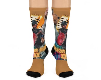 Chris Brown Breezy Bowl Fan Socks 20th Anniversary Edition | Collage Crew Socks in 6 Colors