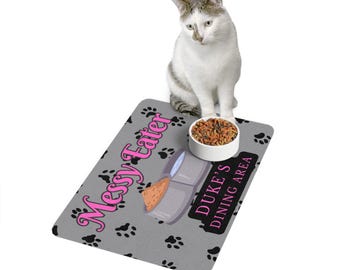 Personalized Pet Food Mat: Messy Eater Design, Dog & Cat Dining