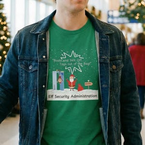 Elf Security Christmas T-Shirt – Funny Airport Santa Tee