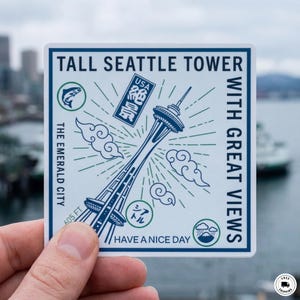 Setattle Tower Vinyl Aufkleber - Retro japanischer Stempel Stil Aufkleber für Wasserflaschen & Laptops