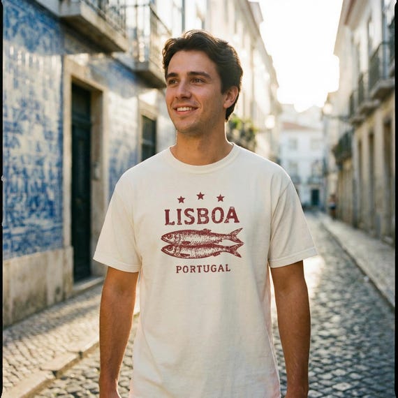 Lisboa Portugal Sardine T-Shirt | Comfort Colors Vintage Travel Tee