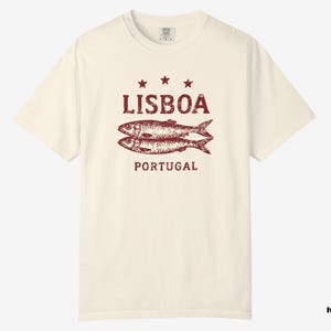 Koszulka z sardynkami z Lizbony i Portugalii | Koszulka podróżna Comfort Colors Vintage zdjęcie 9