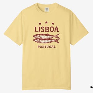 Koszulka z sardynkami z Lizbony i Portugalii | Koszulka podróżna Comfort Colors Vintage zdjęcie 5