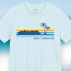 Jubilee Caribbean 2025, Carnival Cruise Fan Unisex Tee, Pasujące koszulki rodzinne, Prezent na rejs, Pamiątka z wakacji, Karaiby 2025 Koszulka żeglarska