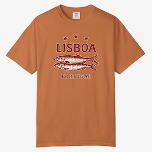 Koszulka z sardynkami z Lizbony i Portugalii | Koszulka podróżna Comfort Colors Vintage zdjęcie 7