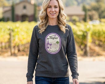 Sudadera de cuello redondo del Valle de Napa / Estampado de la región vinícola / Ropa de viñedos de California