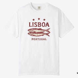 Koszulka z sardynkami z Lizbony i Portugalii | Koszulka podróżna Comfort Colors Vintage zdjęcie 6