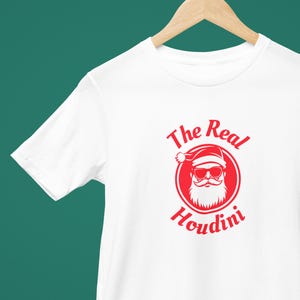 The Real Houdini Santa Christmas shirt, Escape Artist, Christmas Magic, Secret Santa, Magic Lover&#39;s Shirt, Gift for Magicians, Unique Gift