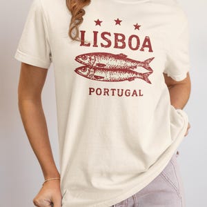Koszulka z sardynkami z Lizbony i Portugalii | Koszulka podróżna Comfort Colors Vintage zdjęcie 3