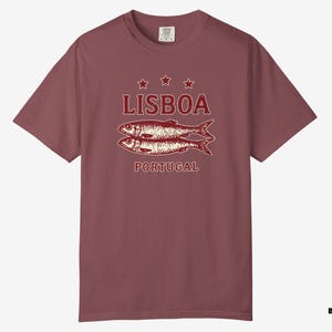 Koszulka z sardynkami z Lizbony i Portugalii | Koszulka podróżna Comfort Colors Vintage zdjęcie 10
