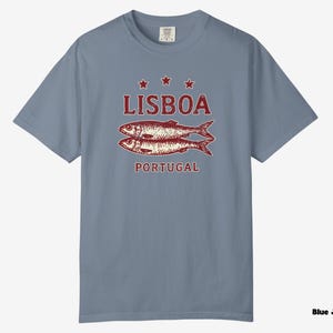 Koszulka z sardynkami z Lizbony i Portugalii | Koszulka podróżna Comfort Colors Vintage zdjęcie 8