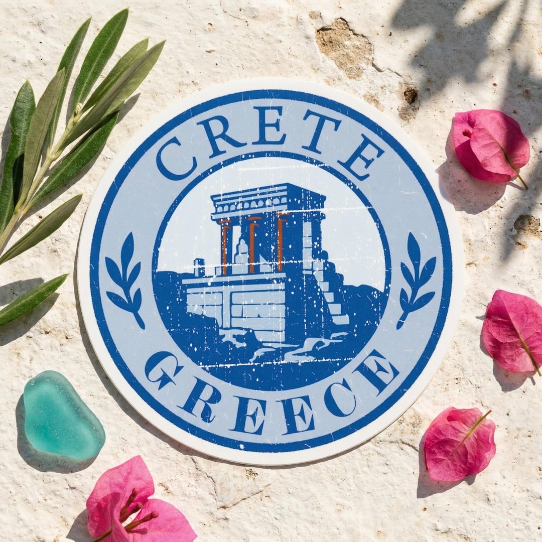 Crete Greece Travel Sticker - Ancient Ruins, Coastal Charm Vinyl Decal ...
