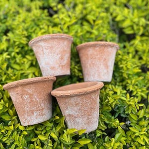 4Pcs 4.72&#39;&#39; Terra Cotta Flowerpot with Drainage - Vintage Handmade Clay Planter for Succulents and Cactus Indoor & Outdoor Wedding Gift