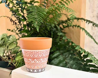 Cute Pattern Terra Cotta Planter: 3.5'' Clay Pot with Drainage