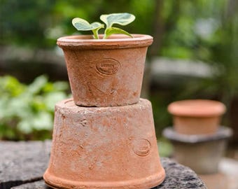 Handmade Terra Cotta Planter Set: Vintage Clay Pots with Drainage